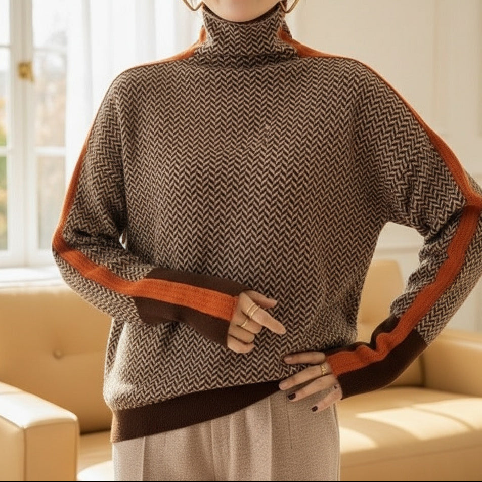 Tara | Luxe Herringbone High-Neck