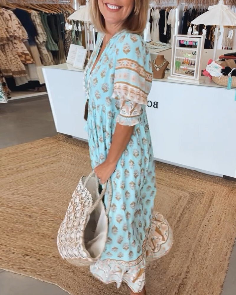 Sorcha | Chic V-Neck Floral Midi Dress