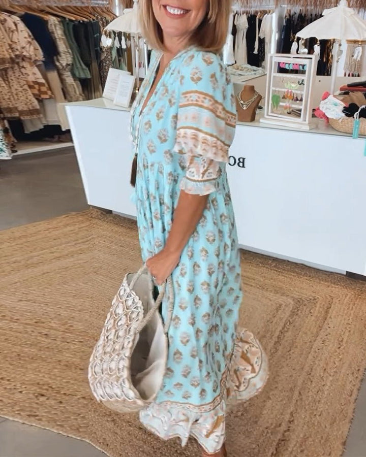 Sorcha | Chic V-Neck Floral Midi Dress