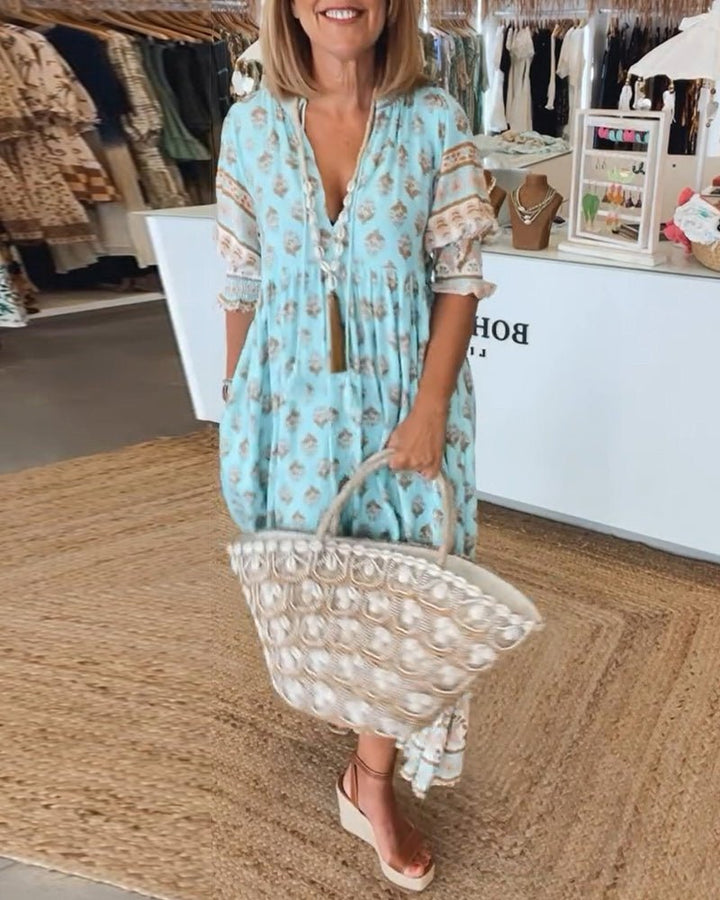 Sorcha | Chic V-Neck Floral Midi Dress