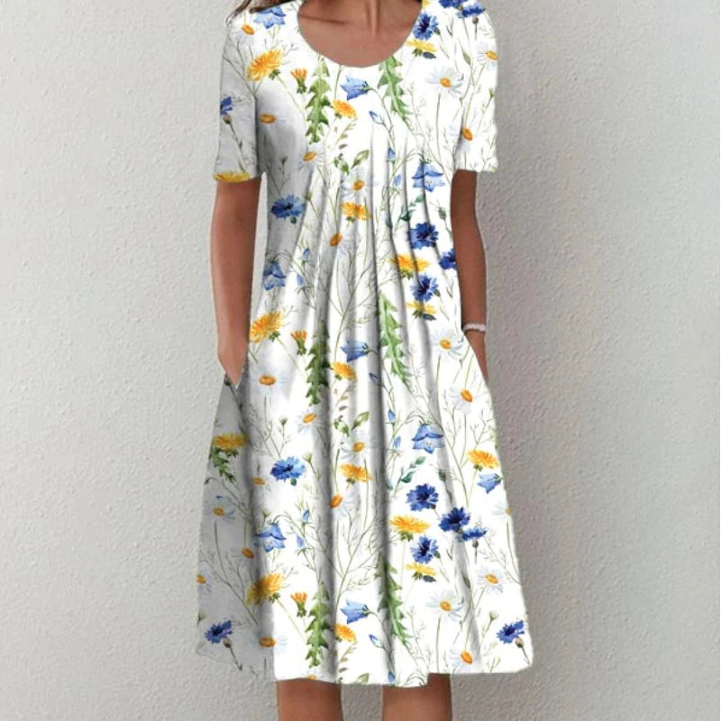 Catriona | Elegant Casual Floral Dress with Pockets