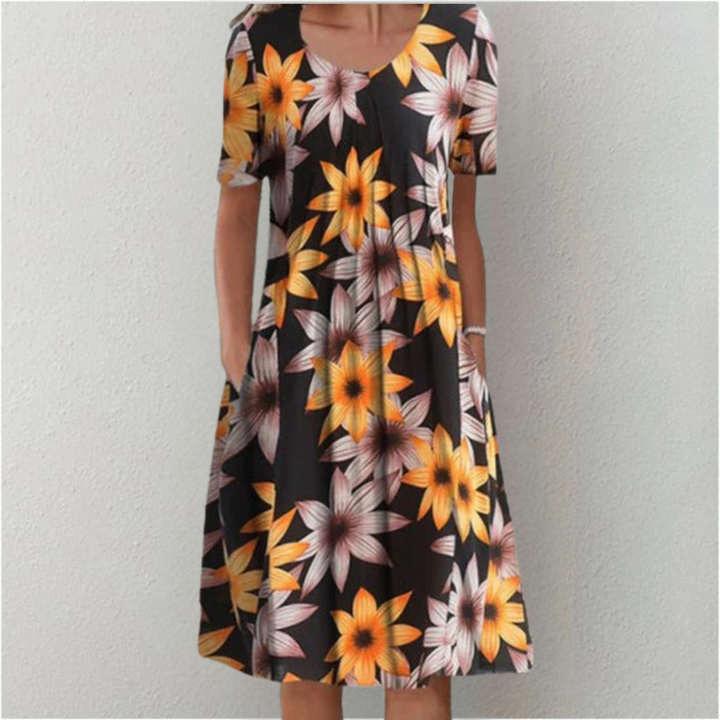 Catriona | Elegant Casual Floral Dress with Pockets