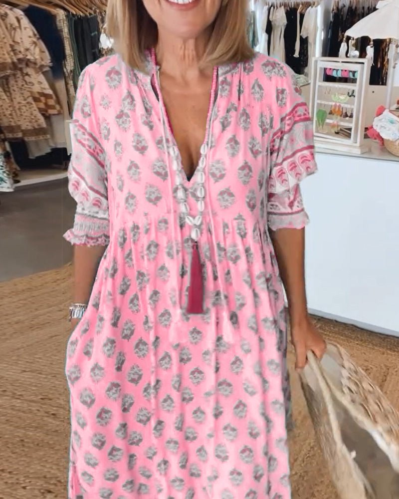 Sorcha | Chic V-Neck Floral Midi Dress
