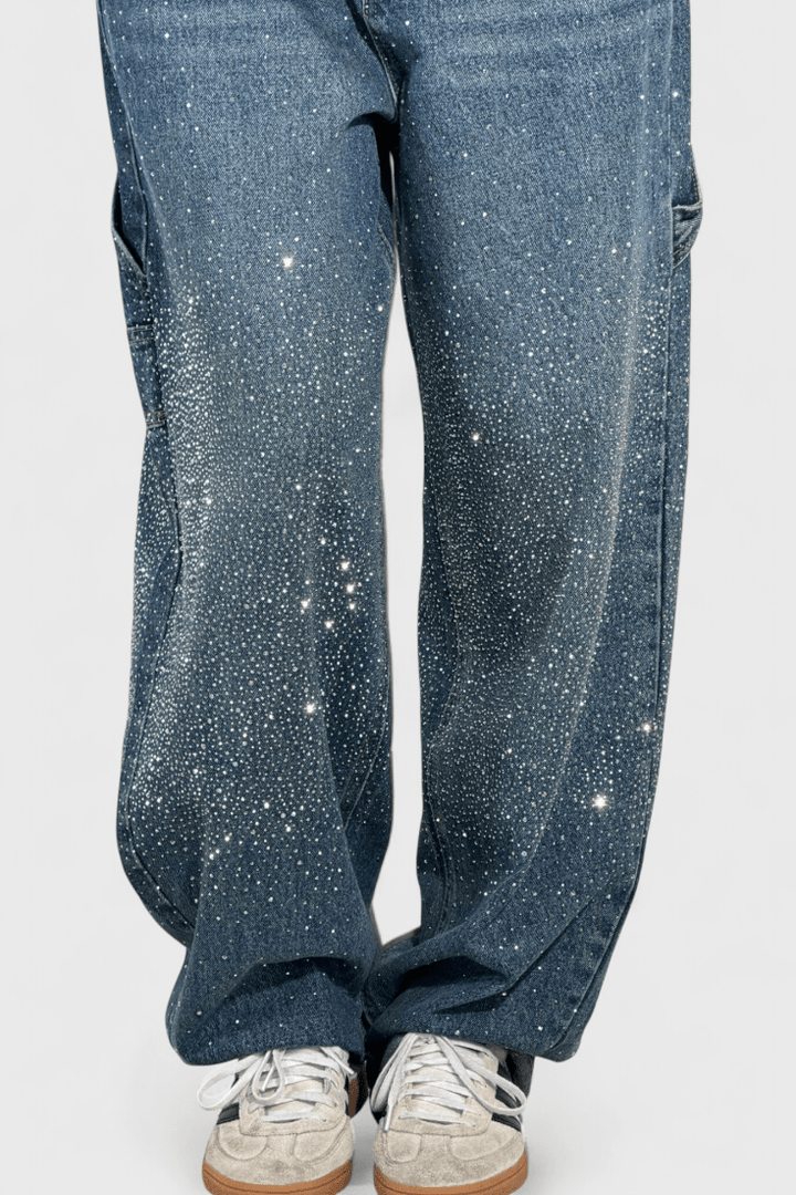 Dariya Cargo Balloon jeans with glitter and stone applications