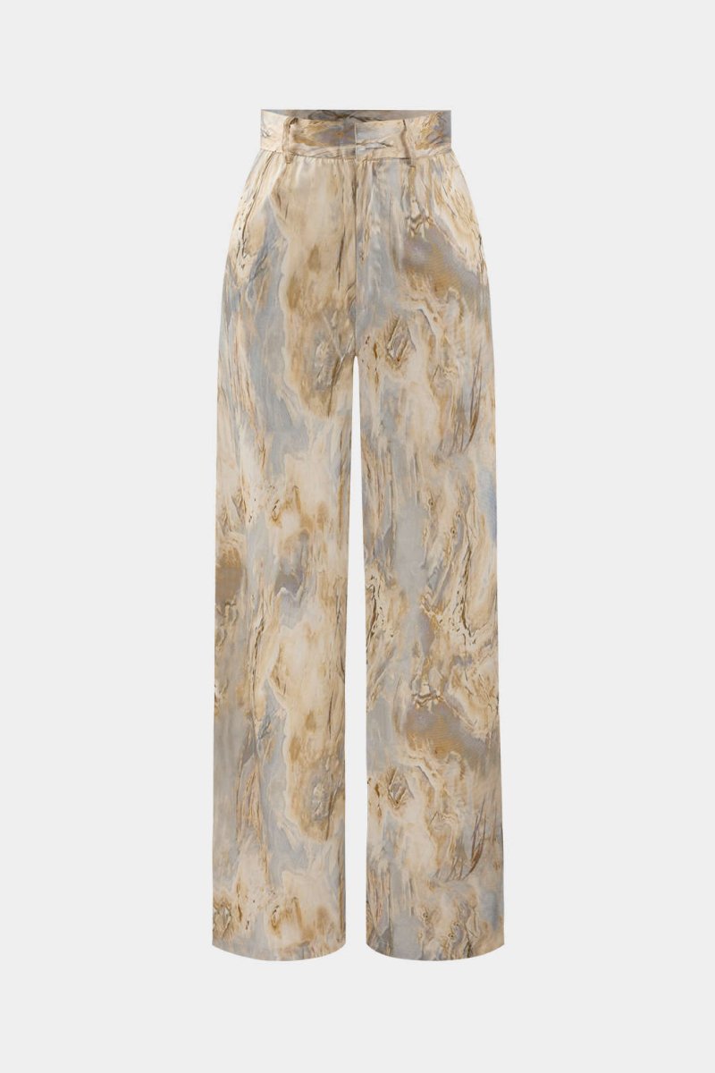Inna High Waist trousers with Marble Pattern