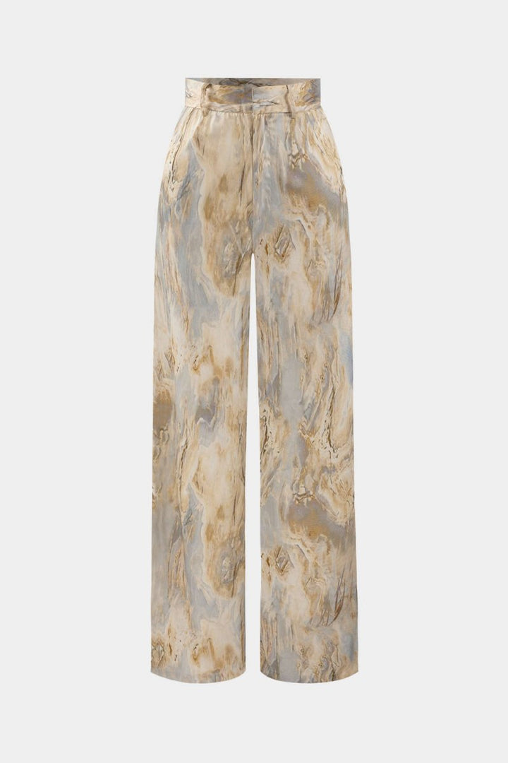 Inna High Waist trousers with Marble Pattern