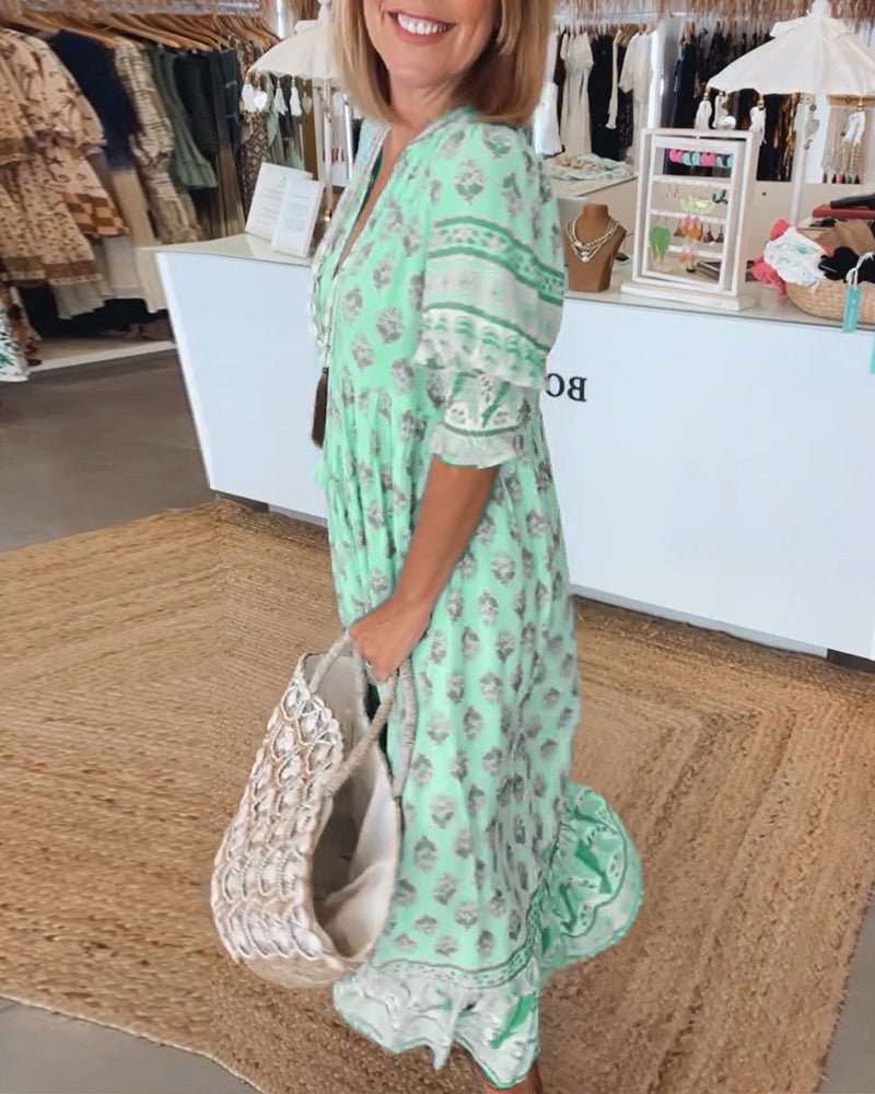 Sorcha | Chic V-Neck Floral Midi Dress