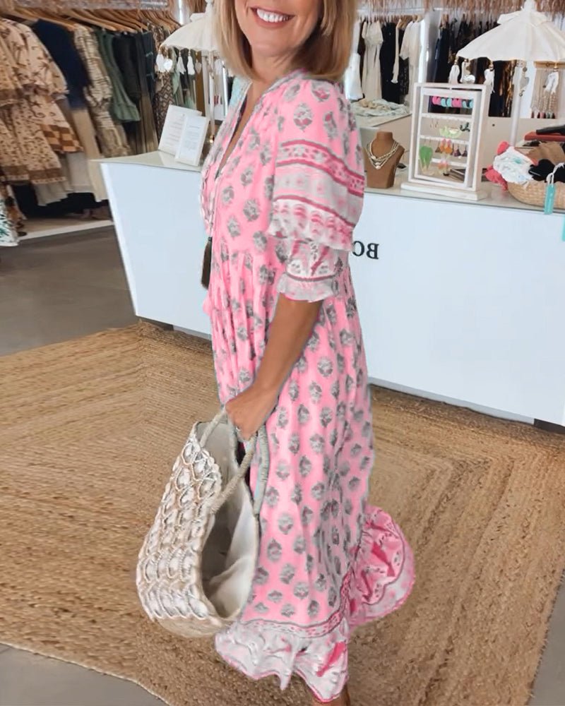 Sorcha | Chic V-Neck Floral Midi Dress