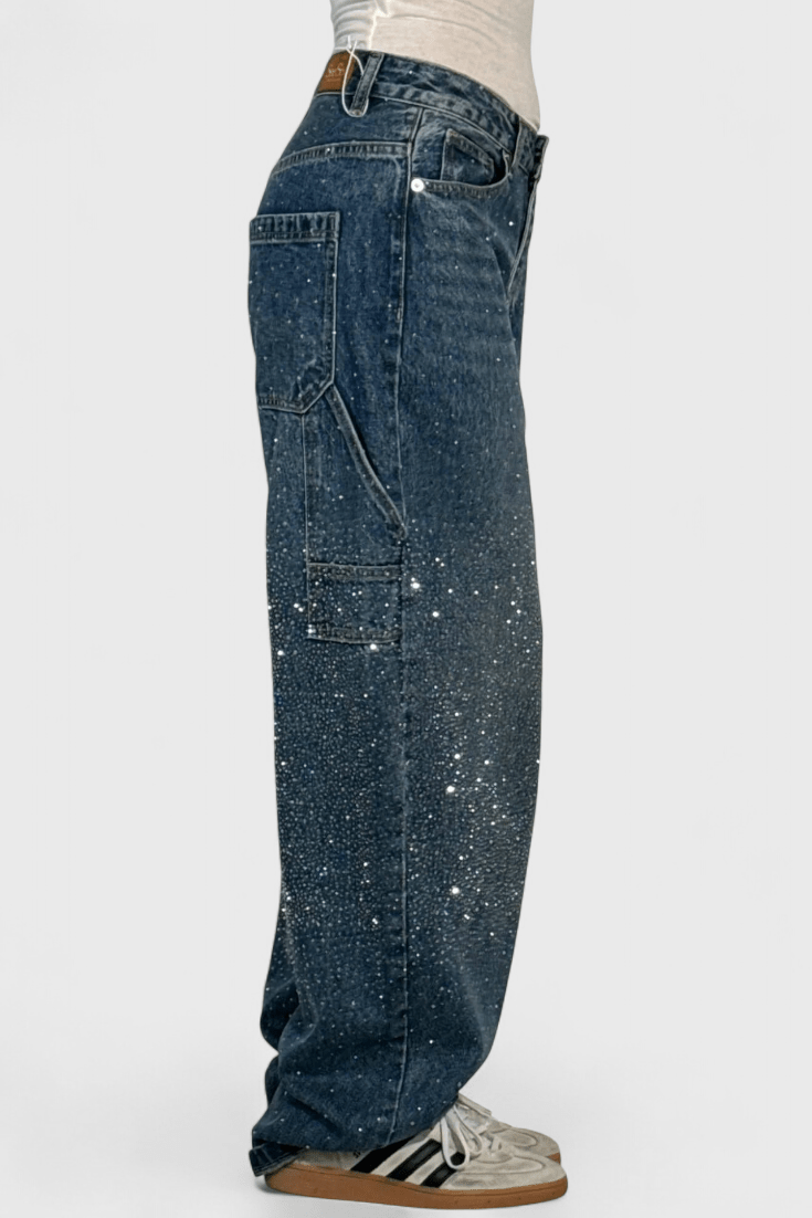 Dariya Cargo Balloon jeans with glitter and stone applications
