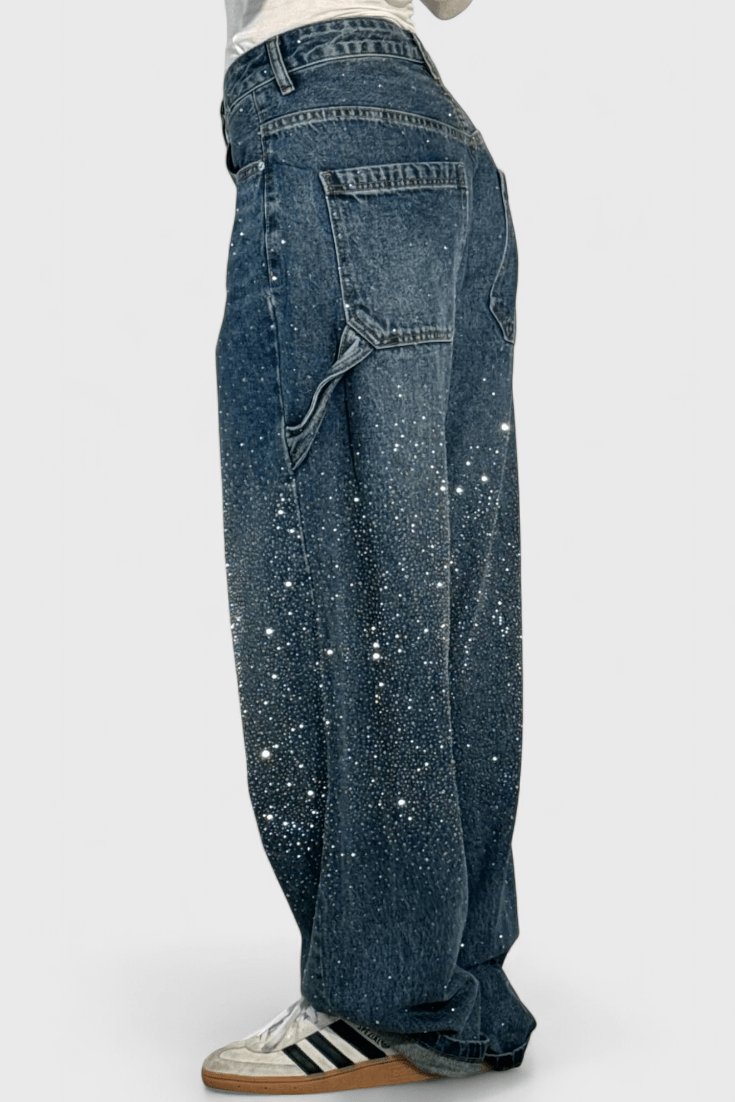 Dariya Cargo Balloon jeans with glitter and stone applications