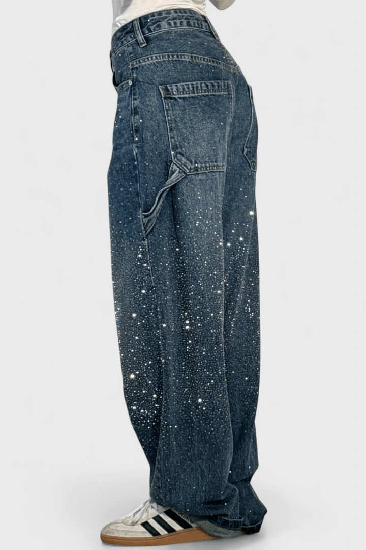 Dariya Cargo Balloon jeans with glitter and stone applications