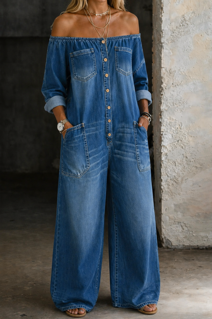 Éabha | Off Shoulder Long Sleeve Jumpsuit