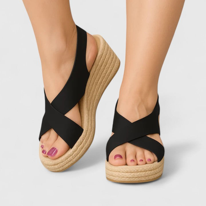 Keavy | Wedge Cross-Strap Sandals