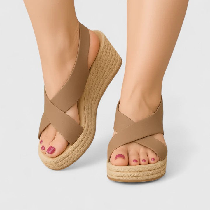 Keavy | Wedge Cross-Strap Sandals