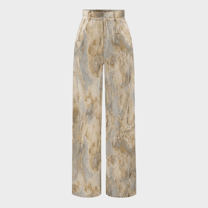Inna High Waist trousers with Marble Pattern