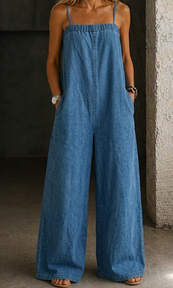 Caitlín | Denim Wide-Leg Jumpsuit
