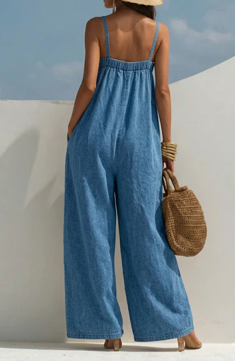 Caitlín | Denim Wide-Leg Jumpsuit