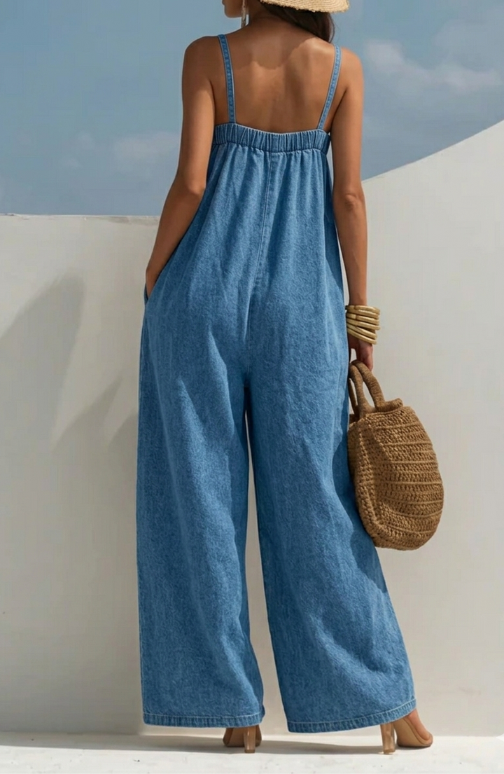 Caitlín | Denim Wide-Leg Jumpsuit