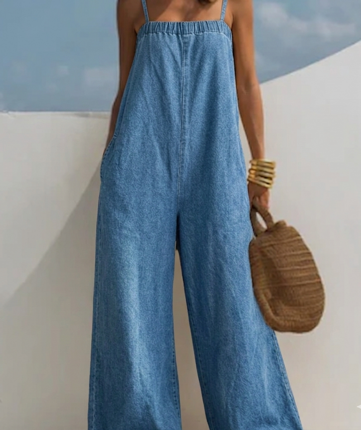 Caitlín | Denim Wide-Leg Jumpsuit