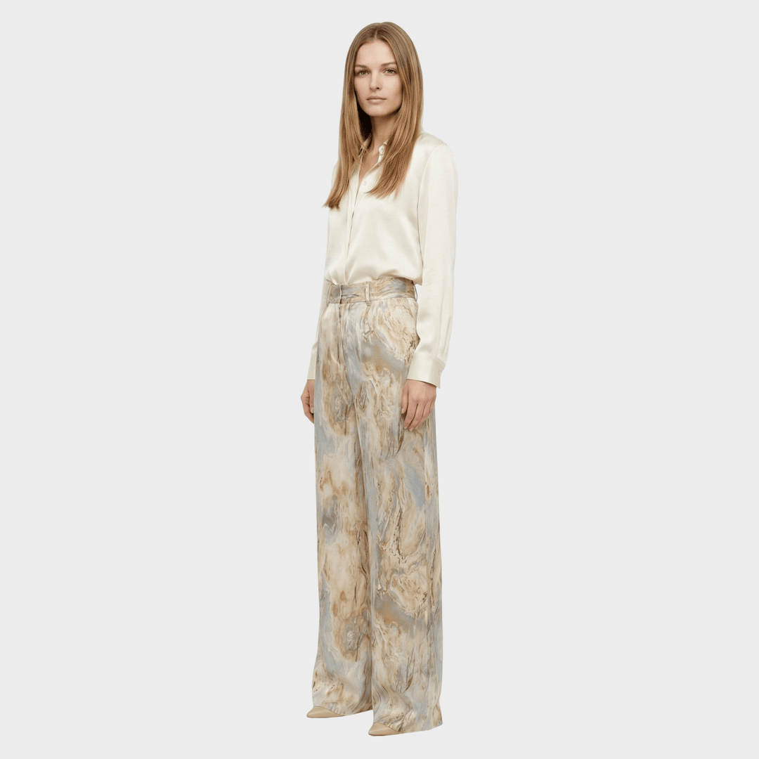 Inna High Waist trousers with Marble Pattern