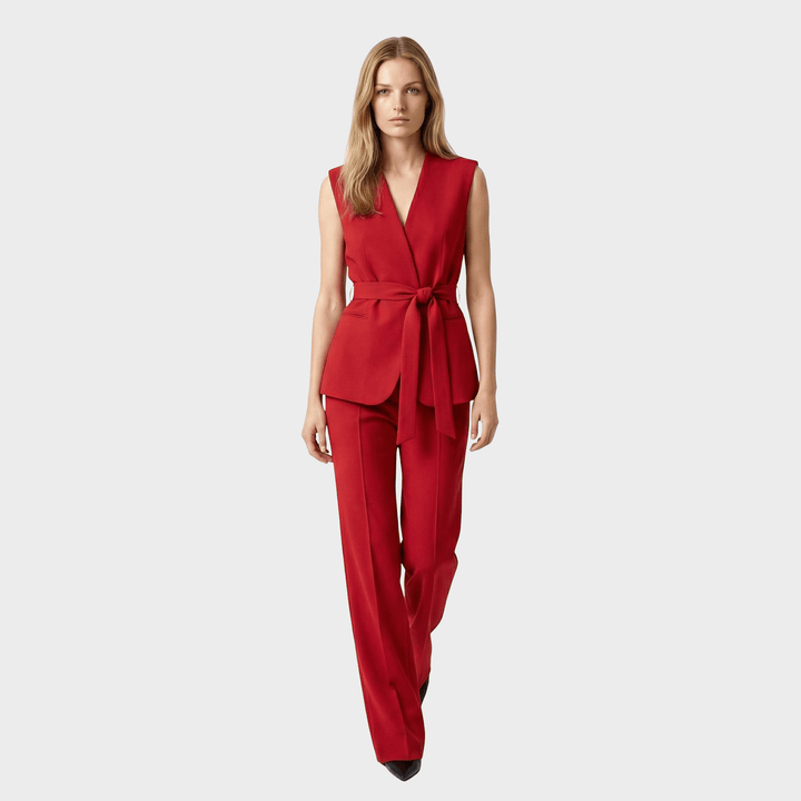 Carlen Classic Vest with Belt and Wide Leg trousers Set