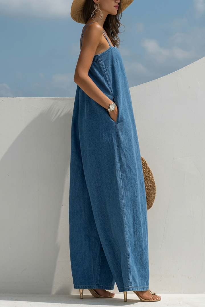 Caitlín | Denim Wide-Leg Jumpsuit