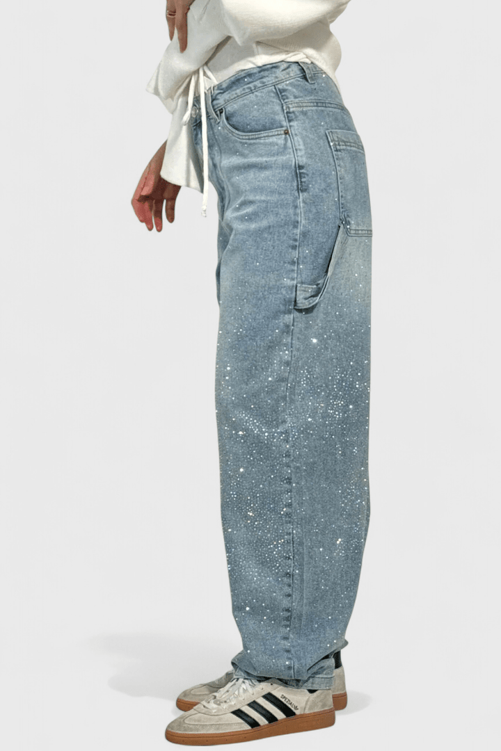 Dariya Cargo Balloon jeans with glitter and stone applications