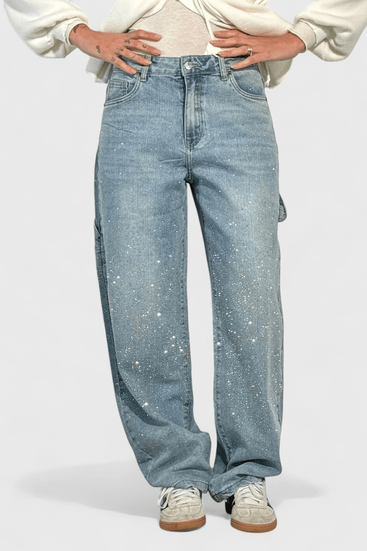 Dariya Cargo Balloon jeans with glitter and stone applications