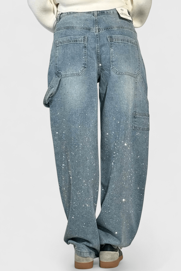 Dariya Cargo Balloon jeans with glitter and stone applications