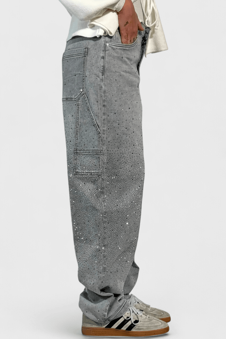 Dariya Cargo Balloon jeans with glitter and stone applications