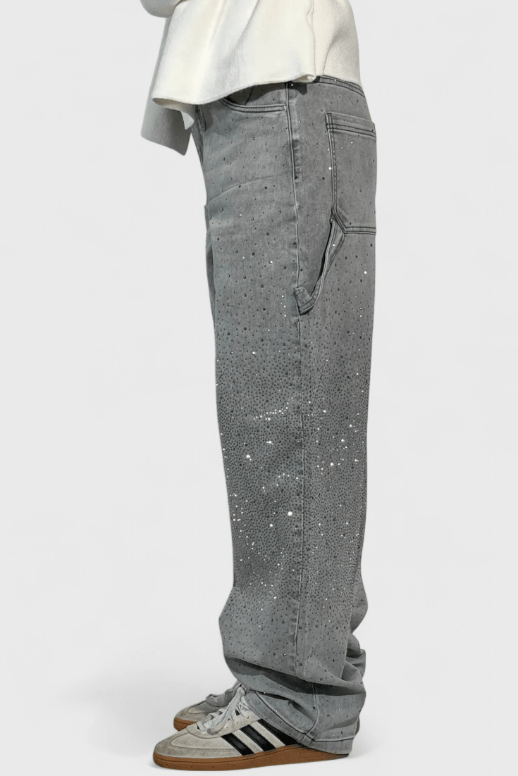 Dariya Cargo Balloon jeans with glitter and stone applications
