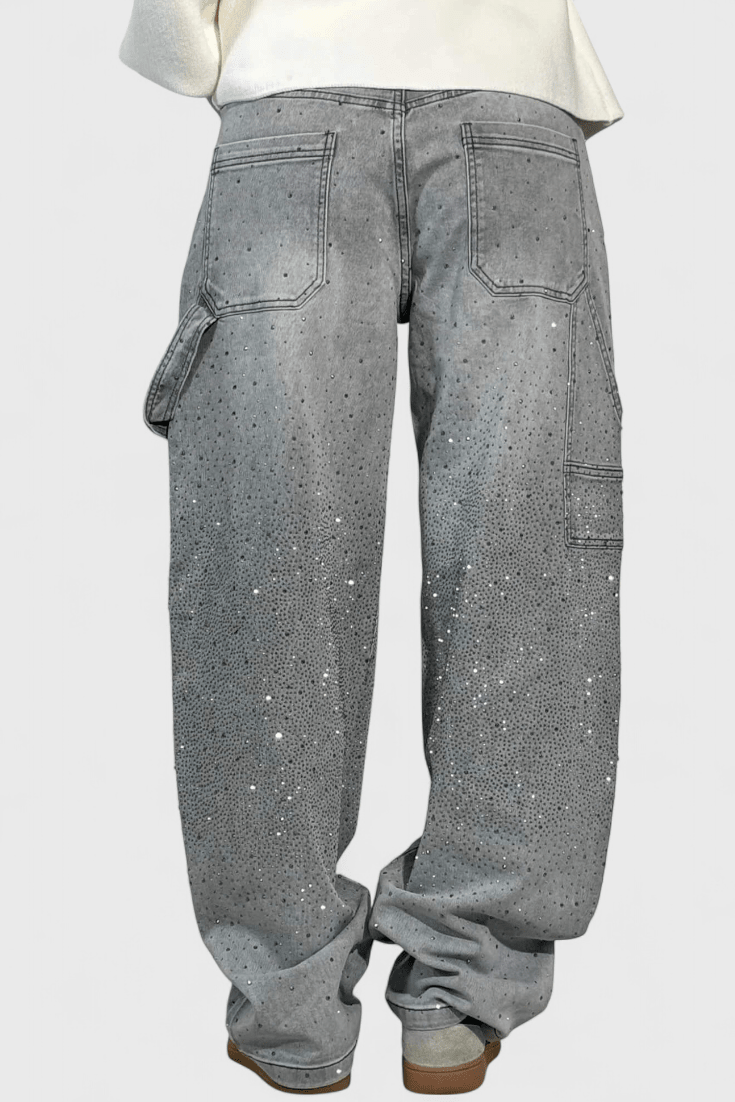Dariya Cargo Balloon jeans with glitter and stone applications