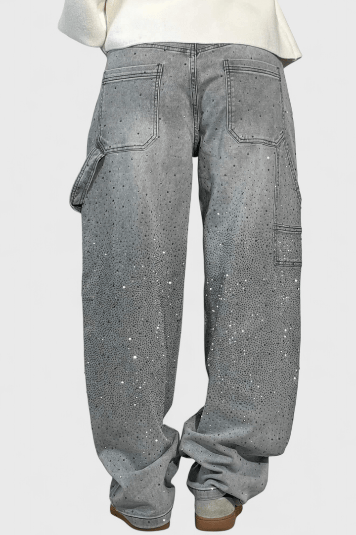 Dariya Cargo Balloon jeans with glitter and stone applications