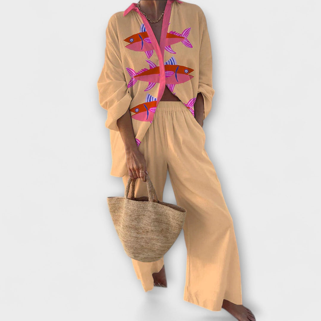 Scathach | Linen Outfit with Fish Pattern