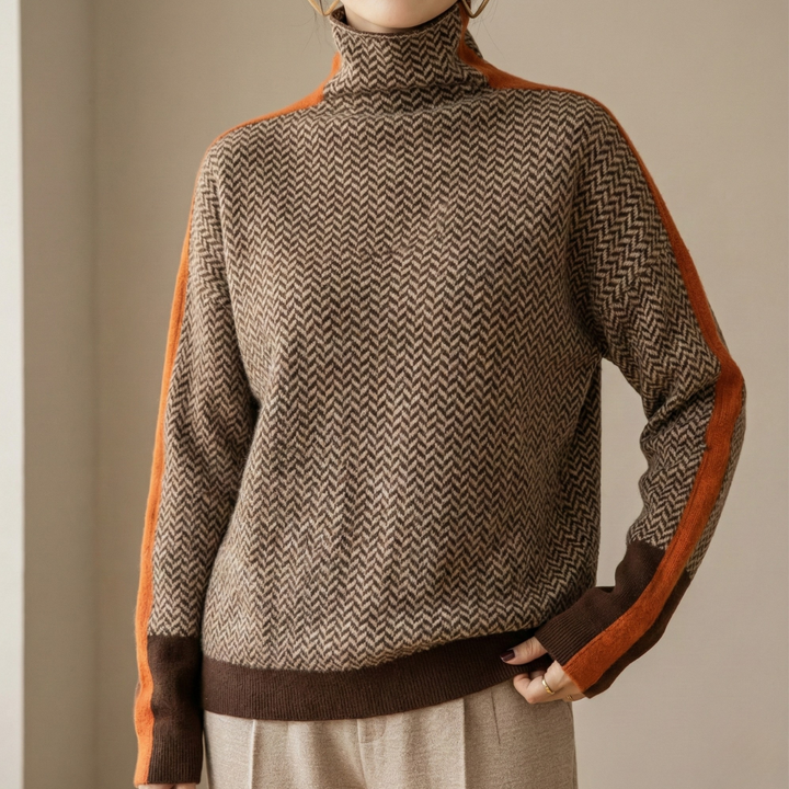 Tara | Luxe Herringbone High-Neck