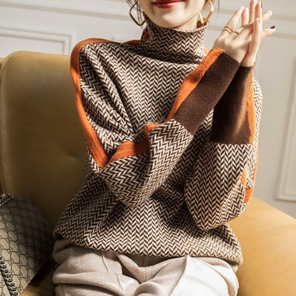Tara | Luxe Herringbone High-Neck