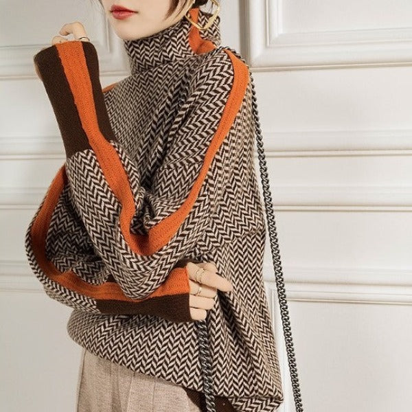 Tara | Luxe Herringbone High-Neck