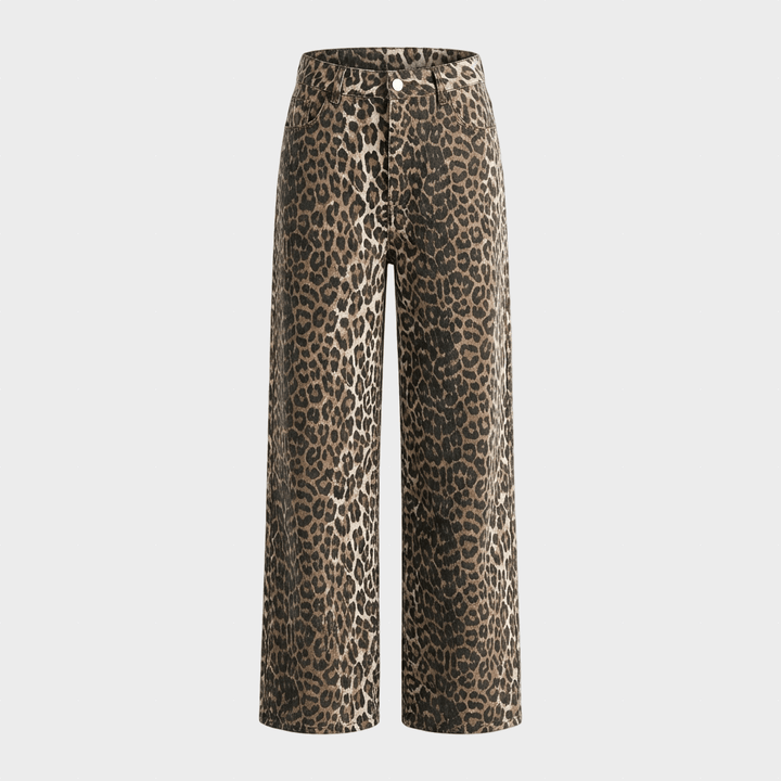 Carina - Retro jeans with leopard print
