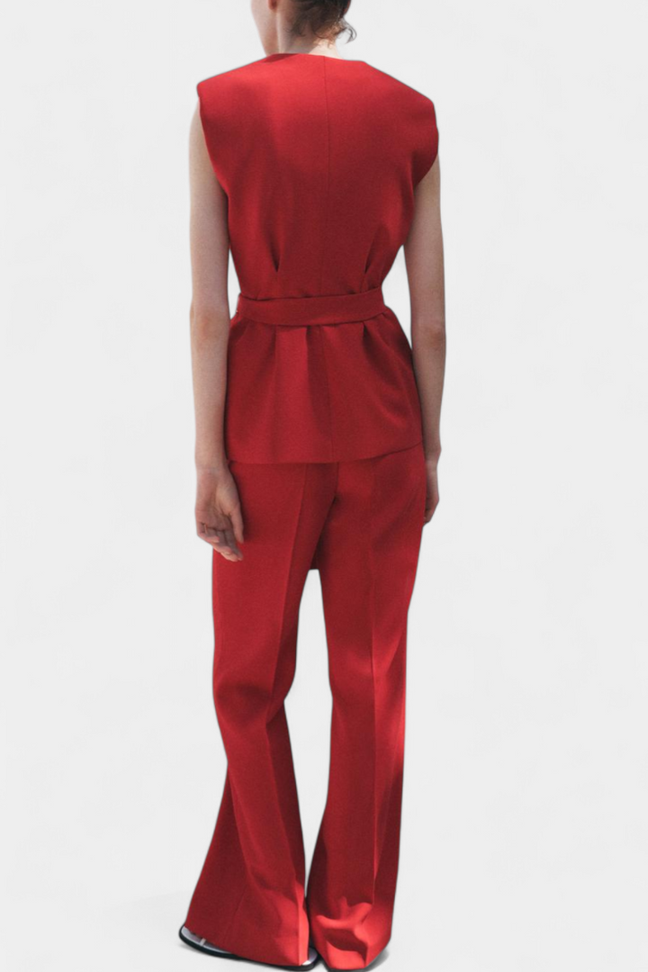 Carlen Classic Vest with Belt and Wide Leg trousers Set